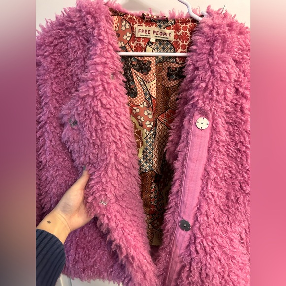 Free People Lena Teddy Jacket in Rose Bud - Picture 5 of 13